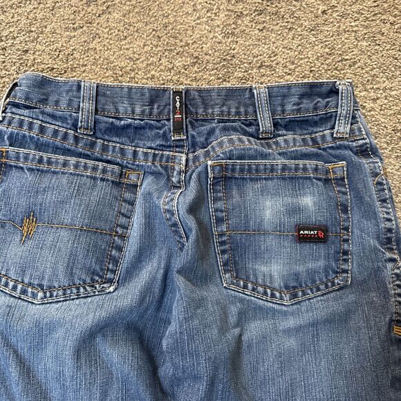 Ariat Jeans Mens 34x34 Blue Denim FR M4 Low Rise Boot Cut Workwear Flame Resist - Picture 11 of 11